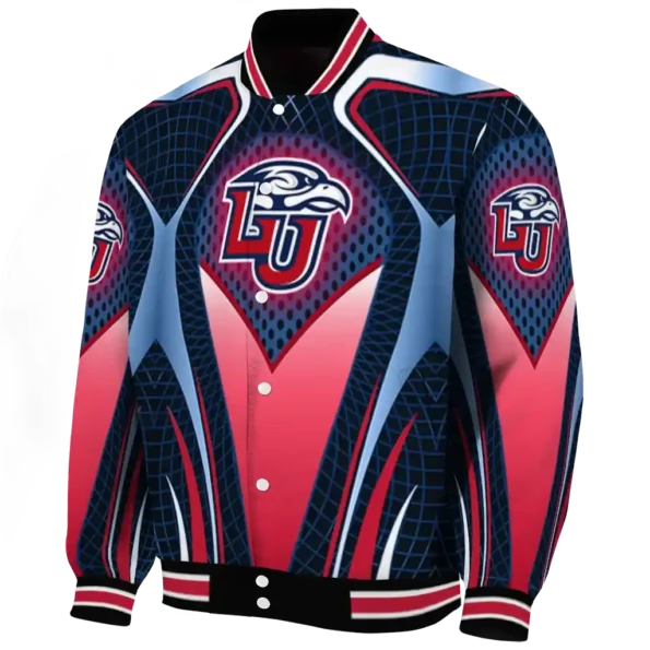 customized liberty flames mesh chest blue black varsity jacket best selling