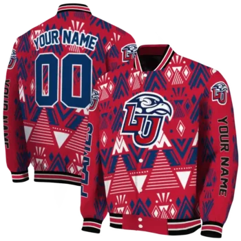 customized liberty flames pyramid shapes red varsity jacket fashion forward.webp