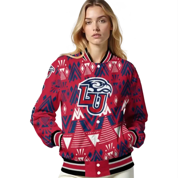 customized liberty flames pyramid shapes red varsity jacket latest model.webp