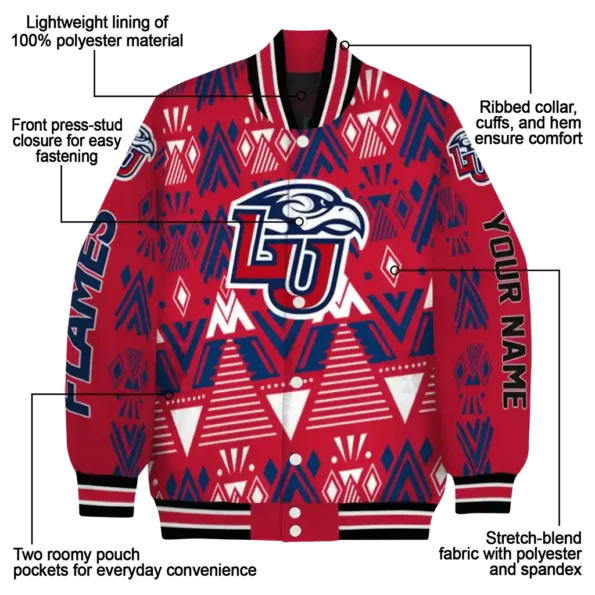 customized liberty flames pyramid shapes red varsity jacket new arrival.webp