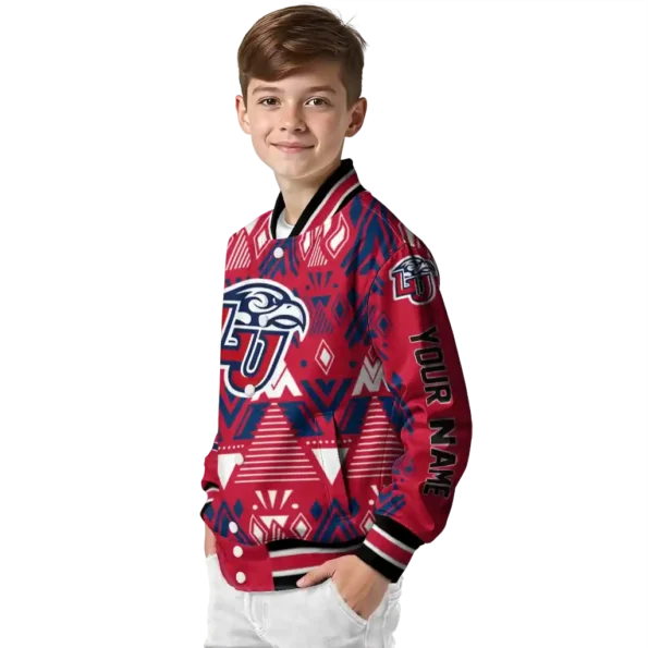 customized liberty flames pyramid shapes red varsity jacket trendy.webp
