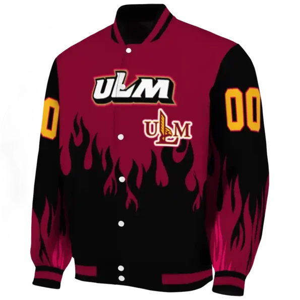 customized louisiana monroe warhawks flame border red black varsity jacket best selling