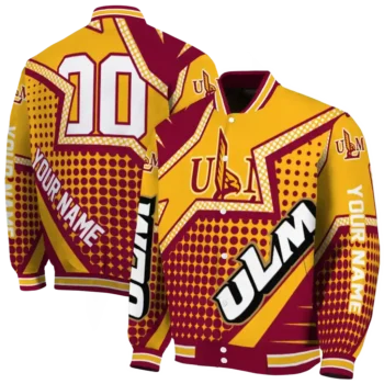 customized louisiana monroe warhawks star burst red varsity jacket fashion forward.webp