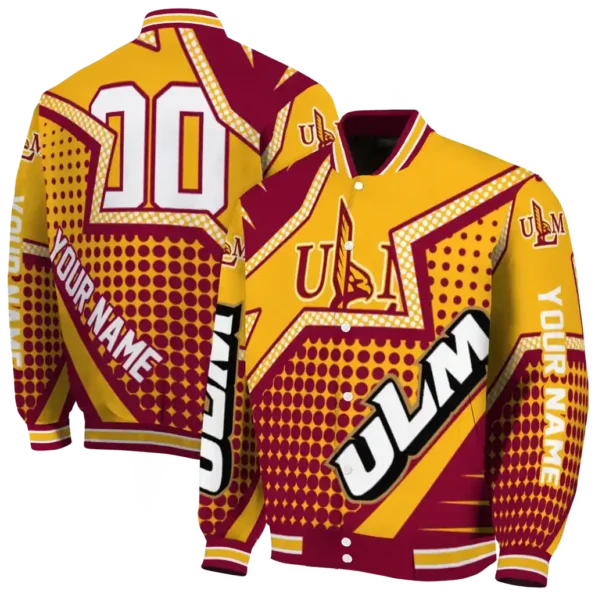 customized louisiana monroe warhawks star burst red varsity jacket fashion forward.webp