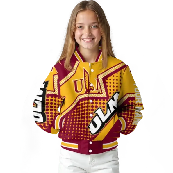 customized louisiana monroe warhawks star burst red varsity jacket top rated.webp