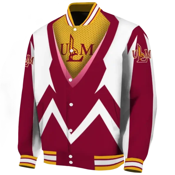 customized louisiana monroe warhawks v stripes red white varsity jacket best selling