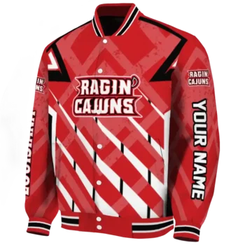 customized louisiana ragin cajuns chevron angles red varsity jacket best selling.webp