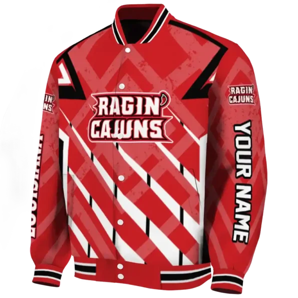 customized louisiana ragin cajuns chevron angles red varsity jacket best selling.webp