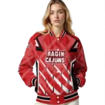 customized louisiana ragin cajuns chevron angles red varsity jacket best selling.webp