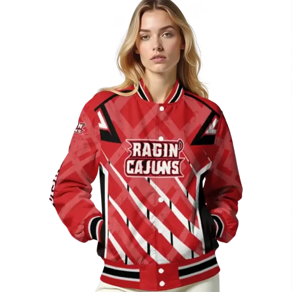 customized louisiana ragin cajuns chevron angles red varsity jacket latest model.webp