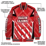 customized louisiana ragin cajuns chevron angles red varsity jacket best selling.webp