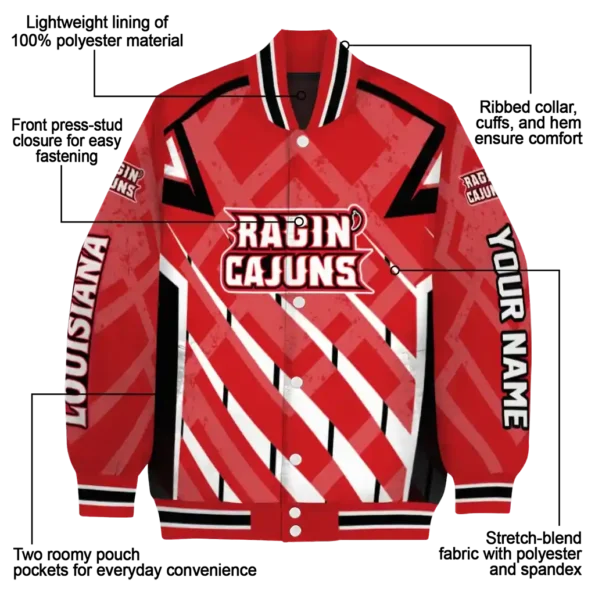 customized louisiana ragin cajuns chevron angles red varsity jacket new arrival.webp