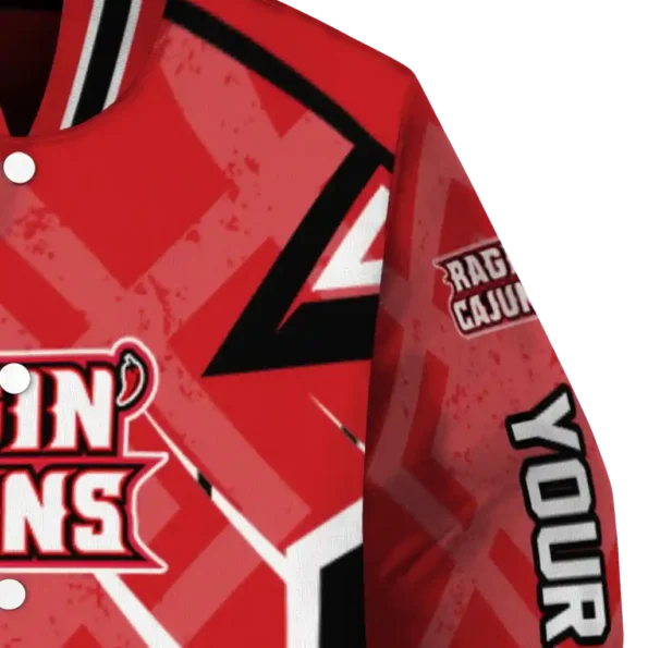 customized louisiana ragin cajuns chevron angles red varsity jacket premium grade.webp