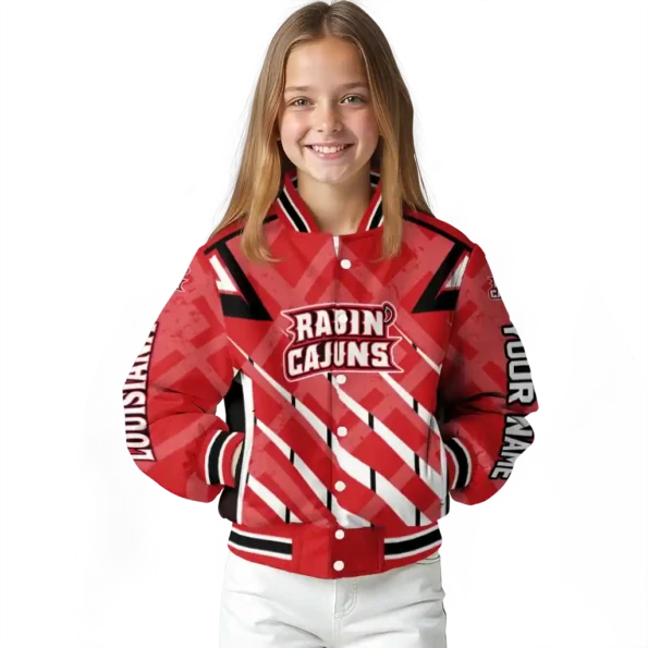 customized louisiana ragin cajuns chevron angles red varsity jacket top rated.webp