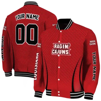 customized louisiana ragin cajuns chevron arrow red varsity jacket fashion forward.webp
