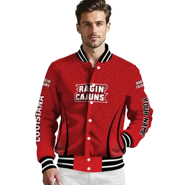 customized louisiana ragin cajuns chevron arrow red varsity jacket high quality.webp