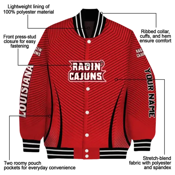 customized louisiana ragin cajuns chevron arrow red varsity jacket new arrival.webp