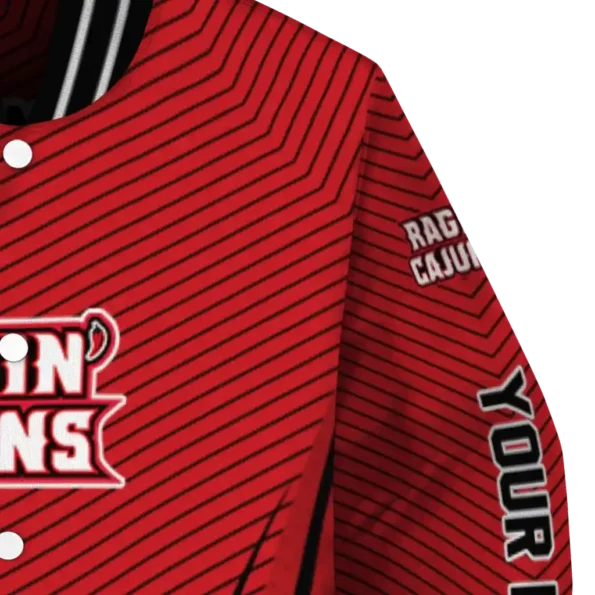 customized louisiana ragin cajuns chevron arrow red varsity jacket premium grade.webp