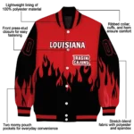 customized louisiana ragin cajuns flame border red black varsity jacket best selling.webp