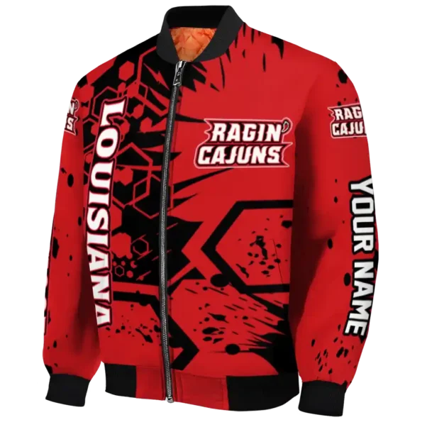 customized louisiana ragin cajuns hexagon cluster red black bomber jacket best selling