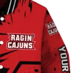 customized louisiana ragin cajuns hexagon cluster red black varsity jacket best selling.webp