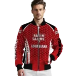 customized-louisiana-ragin-cajuns-hexagon-grid-red-bomber-jacket-best-selling.webp