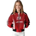 customized-louisiana-ragin-cajuns-hexagon-grid-red-bomber-jacket-best-selling.webp