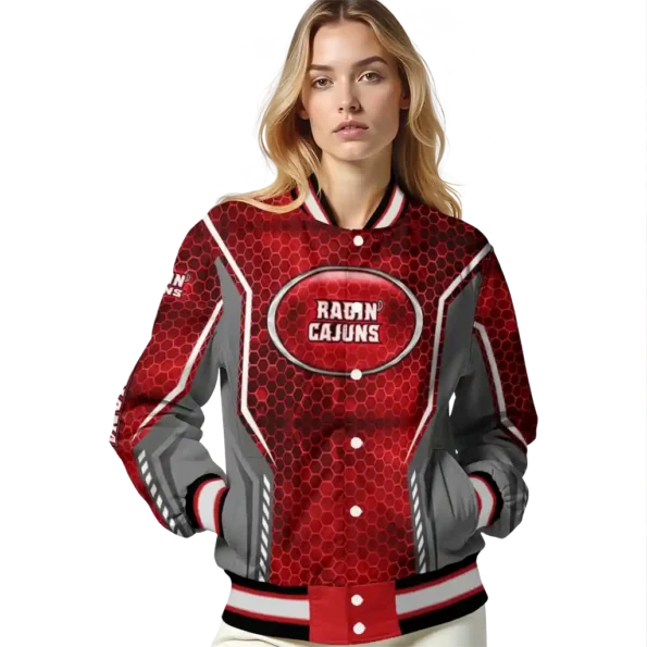 customized louisiana ragin cajuns power plate red varsity jacket latest model.webp