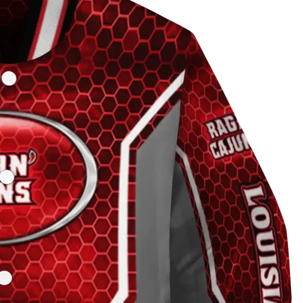 customized louisiana ragin cajuns power plate red varsity jacket premium grade.webp