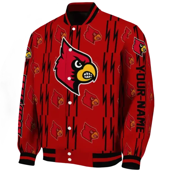 customized louisville cardinals bolt stripe red varsity jacket best selling