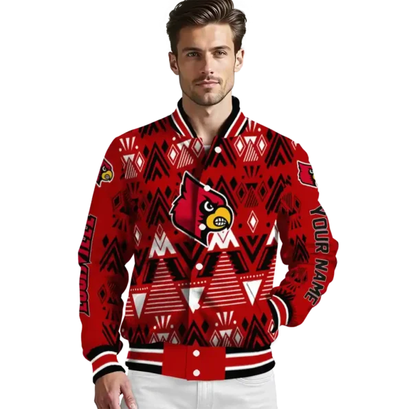 customized louisville cardinals pyramid shapes red varsity jacket high quality.webp