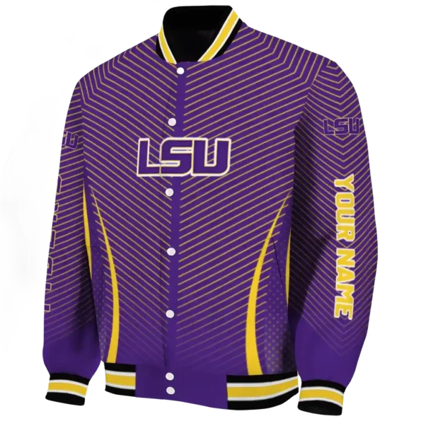 customized lsu tigers chevron arrow purple varsity jacket best selling
