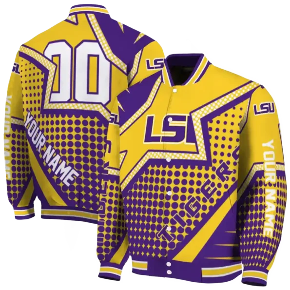 customized lsu tigers star burst purple varsity jacket fashion forward.webp