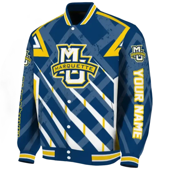 customized marquette golden eagles chevron angles blue varsity jacket best selling.webp