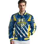 customized marquette golden eagles chevron angles blue varsity jacket best selling.webp