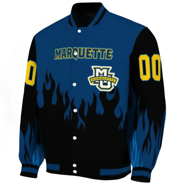 customized marquette golden eagles flame border blue black varsity jacket best selling