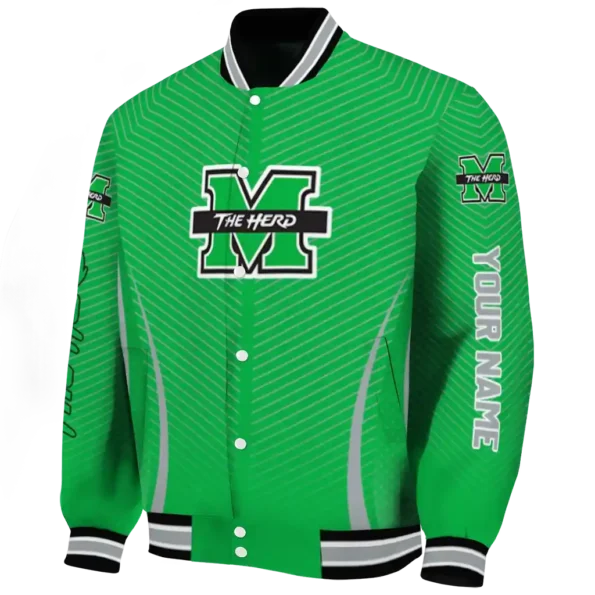 customized marshall thundering herd chevron arrow green varsity jacket best selling