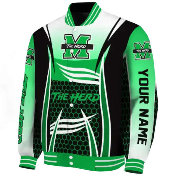 customized marshall thundering herd mesh effect green black varsity jacket best selling