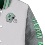 customized-marshall-thundering-herd-speckled-arms-green-gray-varsity-jacket-best-selling.webp