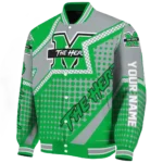 customized marshall thundering herd star burst green varsity jacket best selling.webp