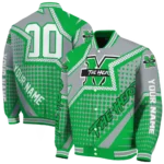customized marshall thundering herd star burst green varsity jacket best selling.webp
