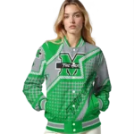 customized marshall thundering herd star burst green varsity jacket best selling.webp