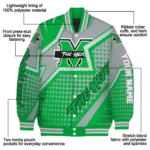 customized marshall thundering herd star burst green varsity jacket best selling.webp