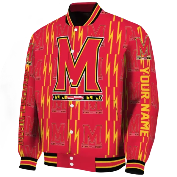 customized maryland terrapins bolt stripe red varsity jacket best selling