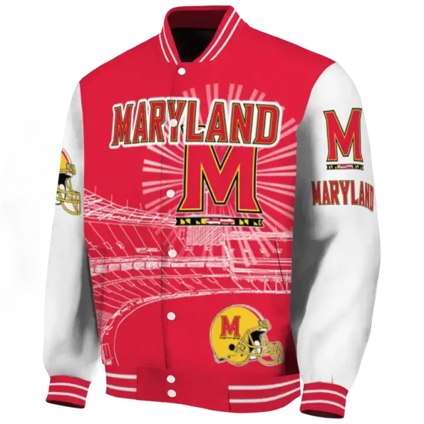 customized maryland terrapins ferris arena red white varsity jacket best selling