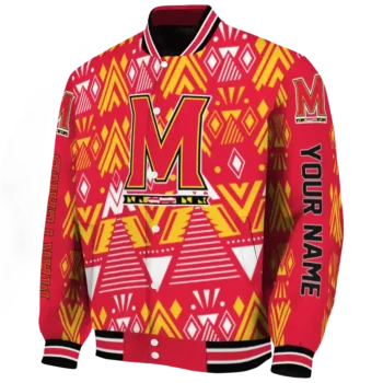 customized maryland terrapins pyramid shapes red varsity jacket best selling.webp