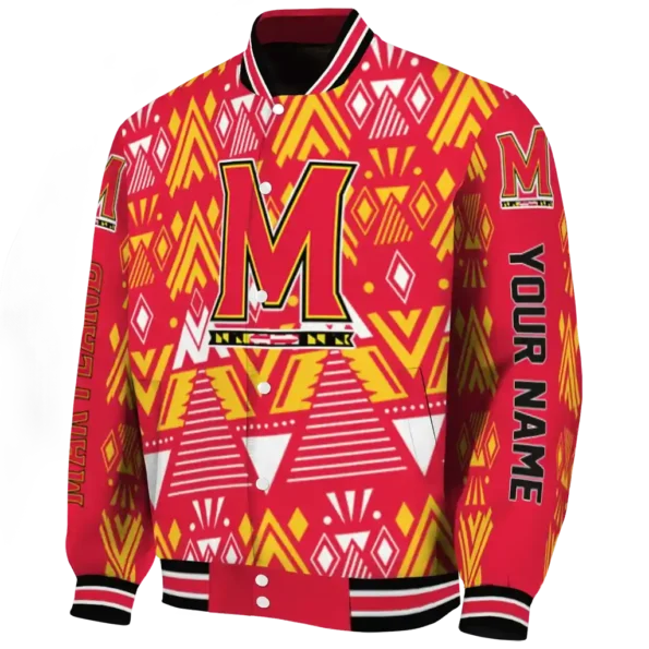 customized maryland terrapins pyramid shapes red varsity jacket best selling.webp