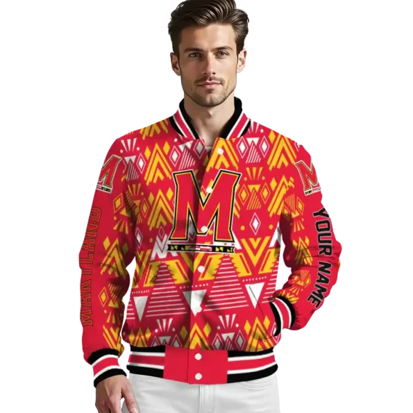 customized maryland terrapins pyramid shapes red varsity jacket high quality.webp