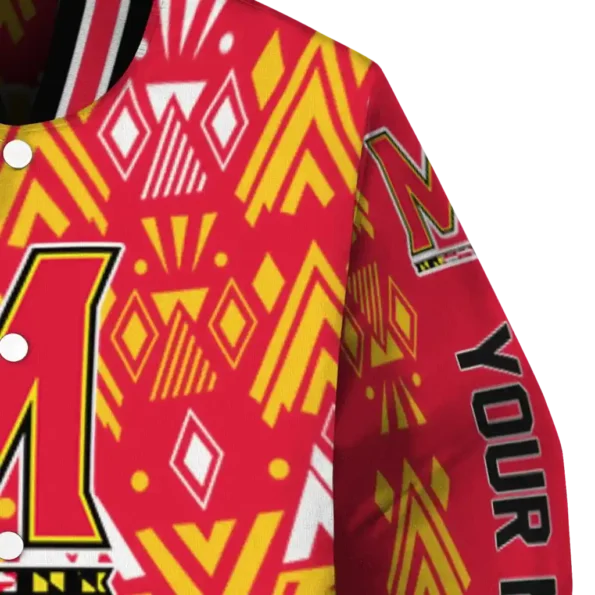 customized maryland terrapins pyramid shapes red varsity jacket premium grade.webp