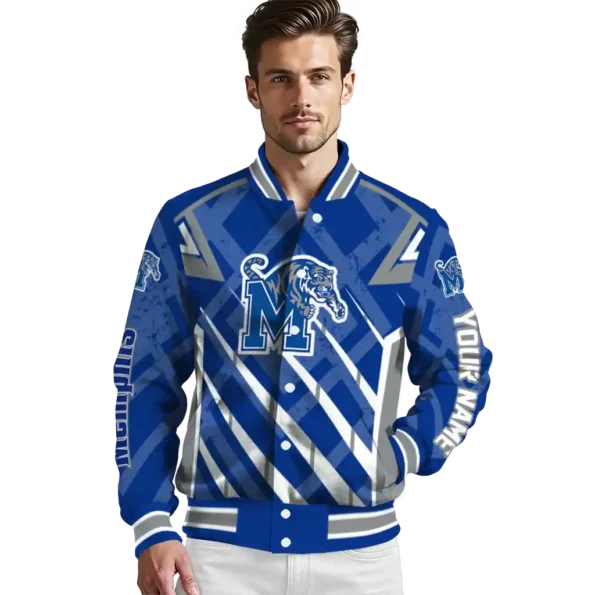 customized memphis tigers chevron angles blue varsity jacket high quality.webp